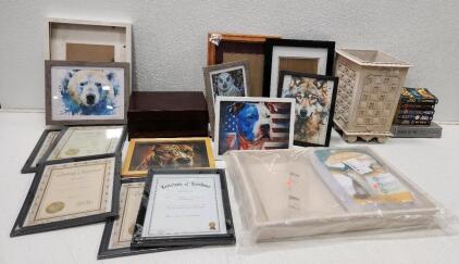 (1) Cigar Humidor Box (1) TonGass Reusable Self-Cleaning Cat Litter Box Tray (1) Vintage Cast Stone Planter And More