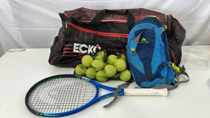 (1) HEAD Ti Instinct Comp Tennis Racquet (18) Athletic Works Tennis Balls (1) Ozark Trail Hikeing Pack & More