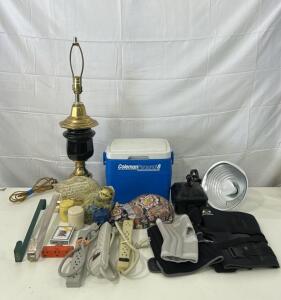 (1) Coleman Personal 8 Cooler (3) 6-Plug Power Bar (3) Knee Brace & More