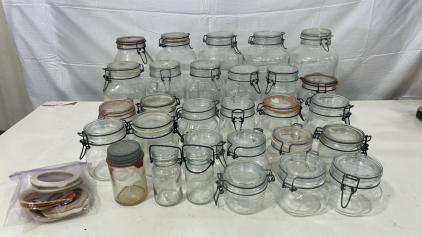 (4) 4 Liter Glass Gar W/ Lid (1) 3 Liter Glass Jar W/ Lid (3) 2 Liter Glass Jar W/ Lid (2) 1 1/12 Liter Glass Jar W/ Lid & More