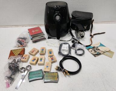 (1) Philips Viva Collection 2.75qt Analog Air Fryer (1) Vintage Bell And Howell Zoom Reflex Autoload 8mm Movie Camera And More