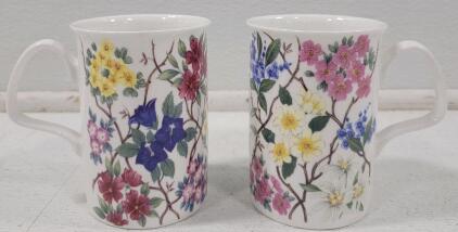 Kitchen Lot, Some Vintage Tupperware (1)Proctor Silex Spice Grinder (2)Floral Fine Bone China Mug By Excellence, 1996 (1) 3PC Corning Ware L-32 Casual Elegance White Flora Casserole dish W/Metal Stand (2) Corning Ware French White 475ml Small Oval Cassero