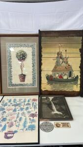 (1) Rose Tree 26&rdquo;x34&rdquo; (1) 20&rdquo;x30&rdquo; Smokey The Bear Tree Identifier Poster (1) 13&rdquo;x18&rdquo; Black And White Waterfall Picture & More