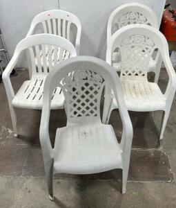 (5) Set Outdoor Garden Plastic Chairs (Please read Description)