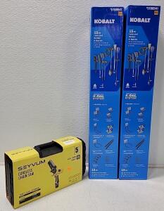 (2)*New* Kobalt 15-Piece Lawn and Garden K-Rail Kit (1) *New* Seyvum 5-inch Cordless Chainsaw<br/><br/>Please inspect photos and in person