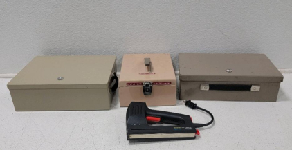 (1) Craftsman 9-68496 Electric Stapler Nailer, unable to test (3) Lock Boxes, 1 w/keys