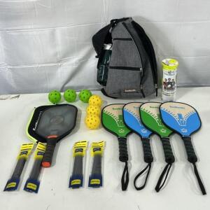 (1) Franklin Sports Pickleball Paddle Ben Johns Series Paddle (4) SunNordic Pickleball Paddle (1) SunNordic Pickleball Bag & More