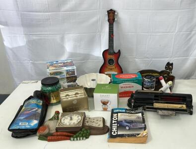 (1) Vintage Protectograph Creck Writer (1) 10&rdquo; Bundt Fluted Tube Pan (3) Vintage Car Puzzles & More