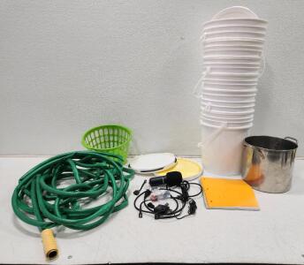 (6) 5-Gallon White Storage Tubs (1) Eptison USB Condenser Microphone <br/>(1) 25' Green Hose And More