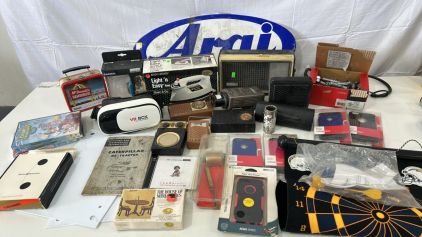 (1) Vintage Sears Transistor Radio Solid State Am/Fm (1) Black+decker Light 'N Easy Compact Steam Iron (1) Chargers Football Team Darts Magnet Board & More