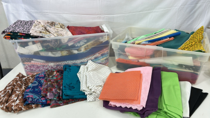 (60+) Assorted Fabrics Including Silks, Cotton And Tule