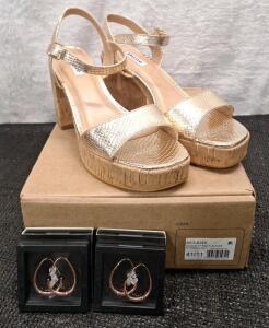 (1) Pair Of Dune London - Jodi Platform Sandals For Women, Size-11 & (2) Pairs Of Pendant Earrings