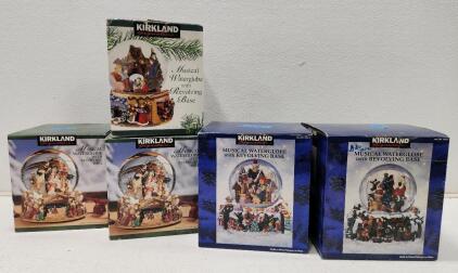 (5) Assorted Kirkland Signature Musical Waterglobe With Revolving Base