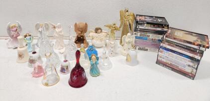 (1) Vintage Fenton Art Glass Bell (1) Vintage Bohemian Crystal Bell (1) Vintage Clear Glass Crystal Bell And More
