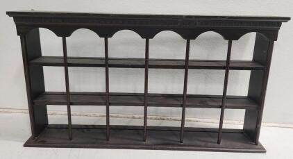 (1) 20"H X 36 1/4"W X 5"D Vintage Wood Wall-Mounted Tea And Coffee Cup Display Shelf
