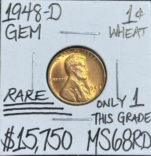 (1) 1948-D MS68RD Penny- RARE Only One This Grade Copper