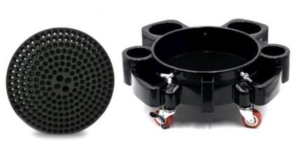 (1) Professional Bucket Dolly W/ Bucket Insert, 5 Gallon Rolling Car Wash Bucket Dolly W/ 5-Casters, 360&deg; Turning, Black