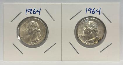 1964 U.S. Washington Quarter, 90% Silver, George Washington, Eagle Design