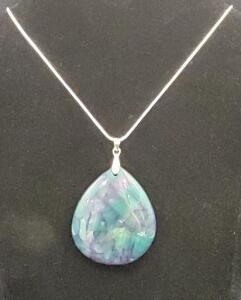 91.20 ct. Rainbow Dragon Vein Agate Teardrop Necklace
