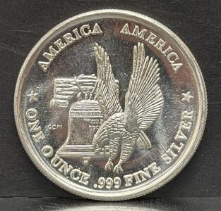 Silver Bullion Coin, 1 Troy Ounce, .999 Fine Silver, CCM Mint Mark