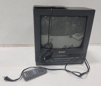 (1) Vintage Sharp TV/VCR Combination Unit W/ ClearTV HDTV Digital Indoor Antenna And Remote Control