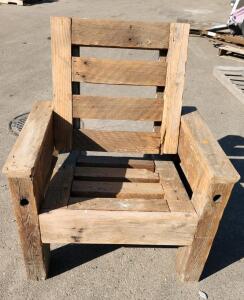 Rustic Wooden Outdoor Chair, Chunky Design, Natural Wood