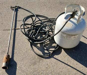 Propane Torch with 20 lb Tank, 15 ft Hose, 3 ft Torch Length