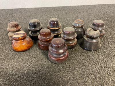 (10) Vintage Brown Ceramic Insulators
