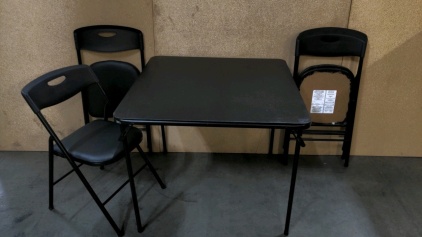 Faux Leather Card Table w/Padded Chairs