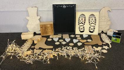 Craft wood, (1) Chalkboard, Fairy Lights, And More