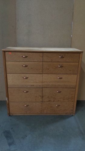 10 Drawer Natural Wood Chest