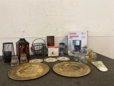 Haden Heritage Coffee Machine, Hamilton Beach Under The Cabinet Can Opener, Lanterns, Candles, Jars, Baskets, Decorative Plates And More