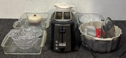Collection of Glassware/Kitchenware & Amazonbasics Toaster