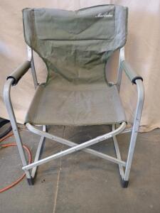 Maccabee Hard Arm Camp Chair. It is a Folding Director-Style Chair. 36"x24"x24"