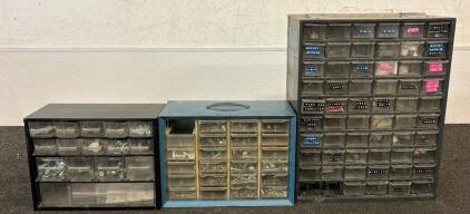 (3) Tool Box Organizer Filled With Bolts, Screws, And More