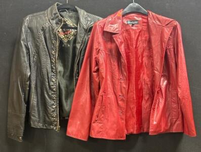 (2) Faux Leather Jackets Size Small