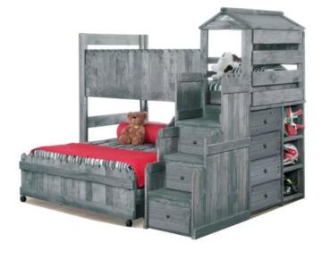 The Fort Driftwood Twin Over Full Youth Bedroom Set Hardware Included