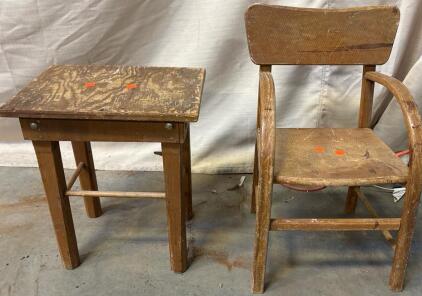 Kids Chair H 1&rsquo; 7.5&rdquo; W 1&rsquo; L 11&rdquo; And Side Table H 1&rsquo; 2&rdquo; W 1&rsquo; 3&rdquo; L 11&rdquo;