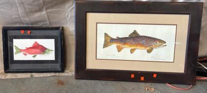 Brown Trout Painting L 1&rsquo; 8&rdquo; W 2&rsquo; 6&rdquo; And Small Fish Painting L 1&rsquo; 1&rdquo; W 1&rsquo; 4&rdquo;