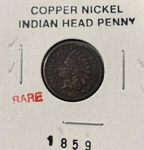 RARE 1859 Copper Nickel Indian Head Penny