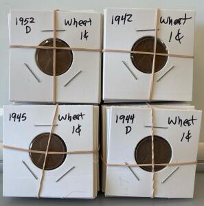 (100) Wheat Cent Pennies 1940s-1950s