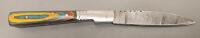 Damascus Custom Folding Pocket Knife W/ Leather Sheath- Wide "Toothpick" Style Blade - 2