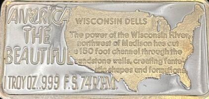 &ldquo;America The Beautiful&rdquo; Troy 1oz .999 Silver Big Sur. Wisconsin Dells Bar