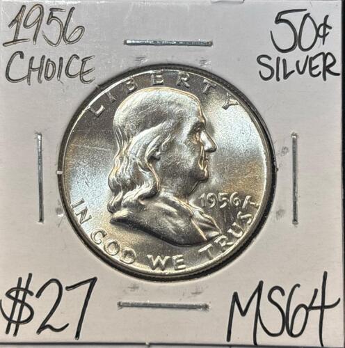 1956 MS64 CHOICE SILVER FRANKLIN HALF $1