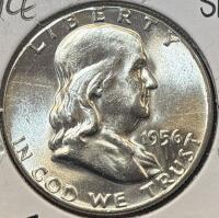 1956 MS64 CHOICE SILVER FRANKLIN HALF $1 - 3