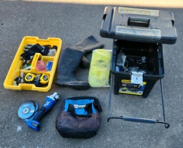 Stanley Rolling Tool Box with Kobalt 24V Grinder and Accessories