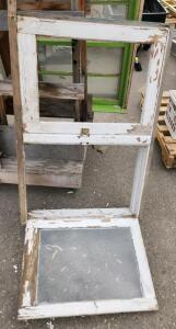 Mid-20th Century Wooden Double Hung Window Frame, 2 Pane, 4ft x 2ft