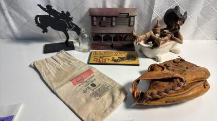 Assorted Western Items & Vintage Baseball Glove