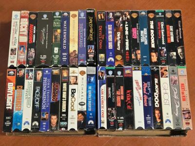 Lot of [40] Vintage VHS Movies: Dirty Harry, Road House, Dances with Wolves & More!