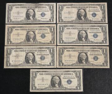 (7) 1935 & 1957 Blue Seal $1 Bills